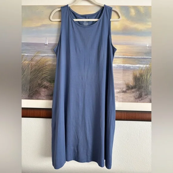 wool& Camellia Merino Wool Tank Dress - Blue - Large - Picture 2 of 11